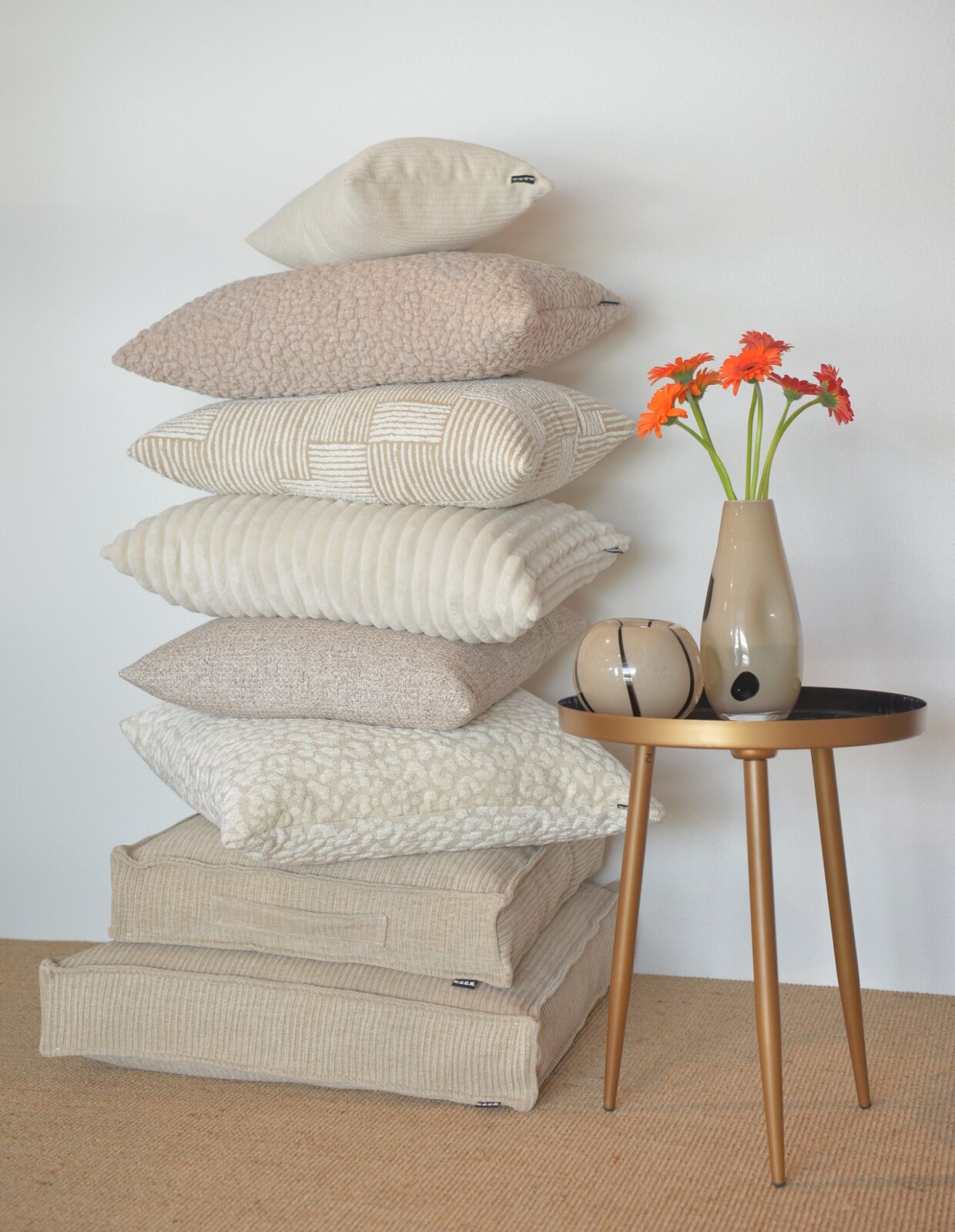 H.O.C.K. Jonny Bodenkissen Palettenkissen 60x60x10cm taupe schmaler Cord