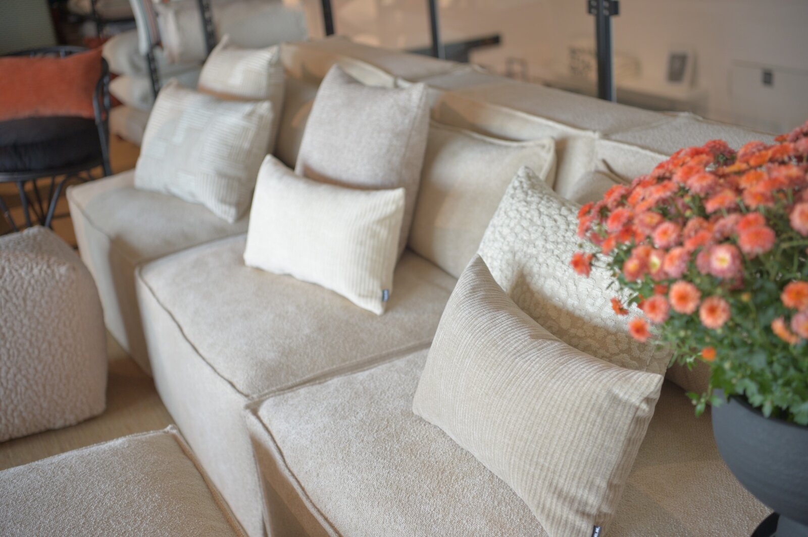 H.O.C.K. Jonny Bodenkissen Palettenkissen 60x60x10cm taupe schmaler Cord