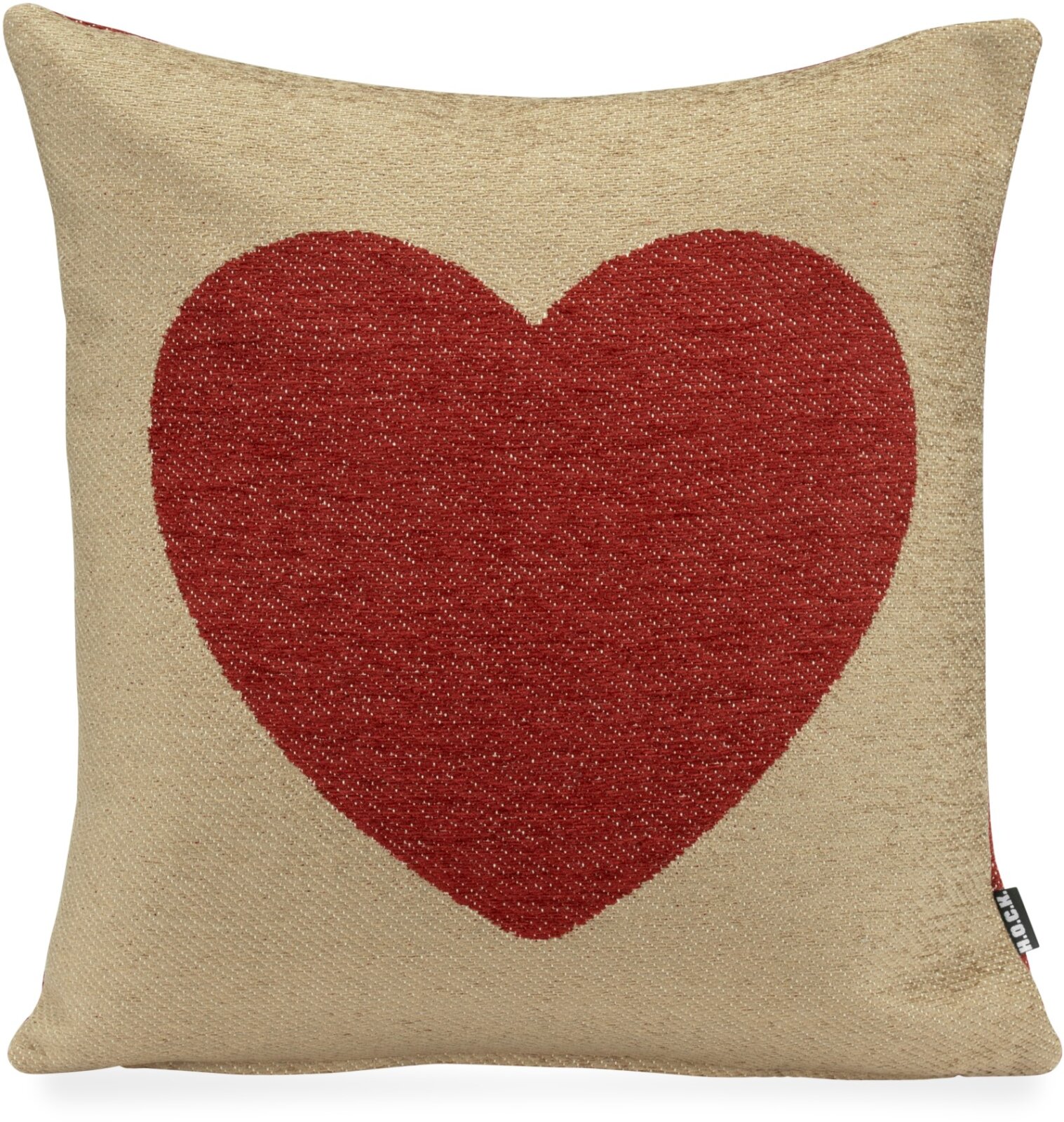 H.O.C.K. Herzl Wendekissen 40x40cm col. 2 beige / bordeaux Heart Herz