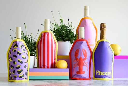 GIFTY Kühlmanschette Weinkühler, Champagnerflasche | grau rosa