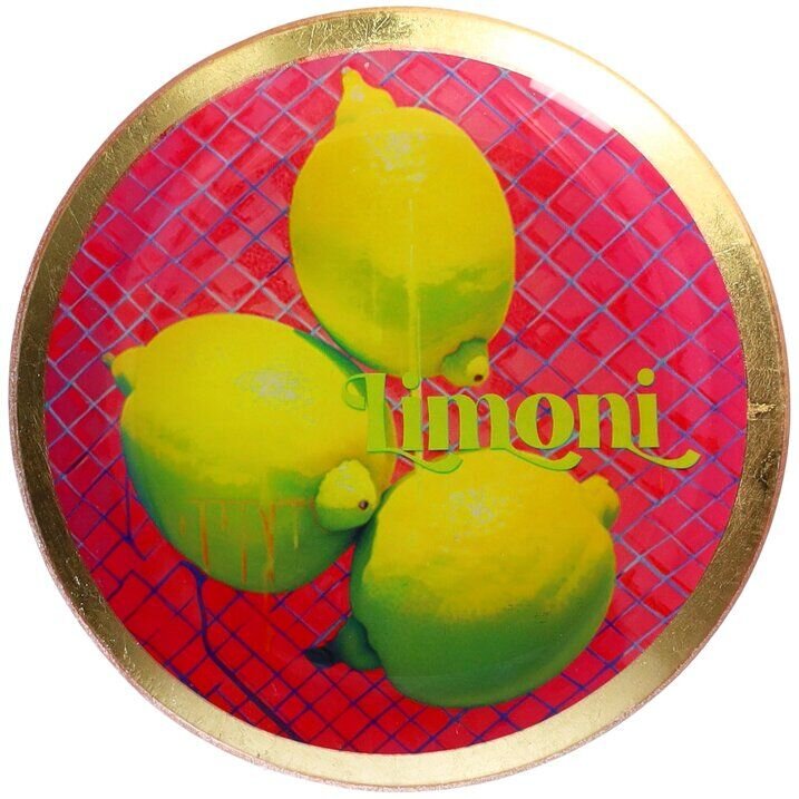 GIFTY Glasteller rund M / Limoni pink ca. 13x1x13cm