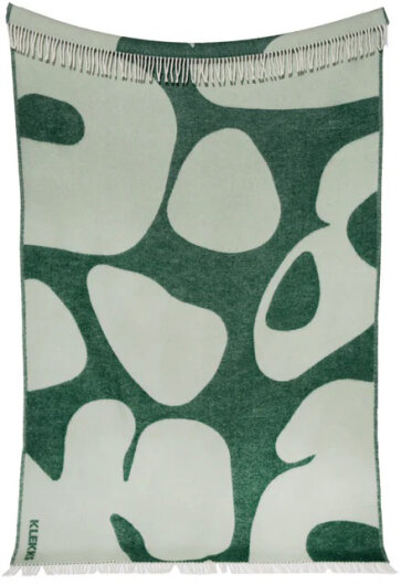 KLEKKS Wolldecke "OVAL" olive grün mit Fransen 130x200cm