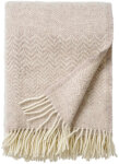 KLIPPAN Decke "Zigzag" beige mit Fransen 130x200cm