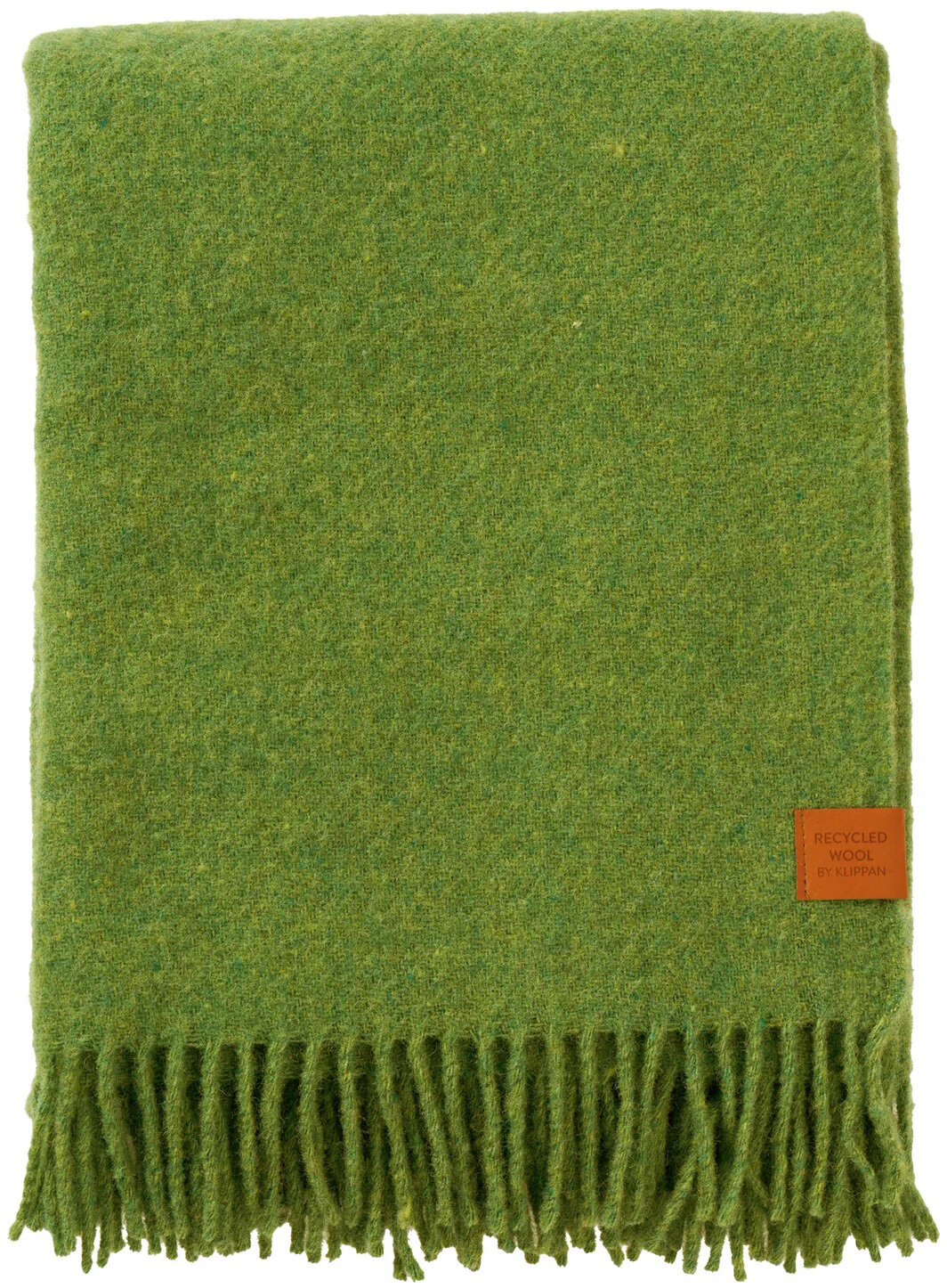 KLIPPAN Decke "True" Plaid grün mit Fransen 130x180cm