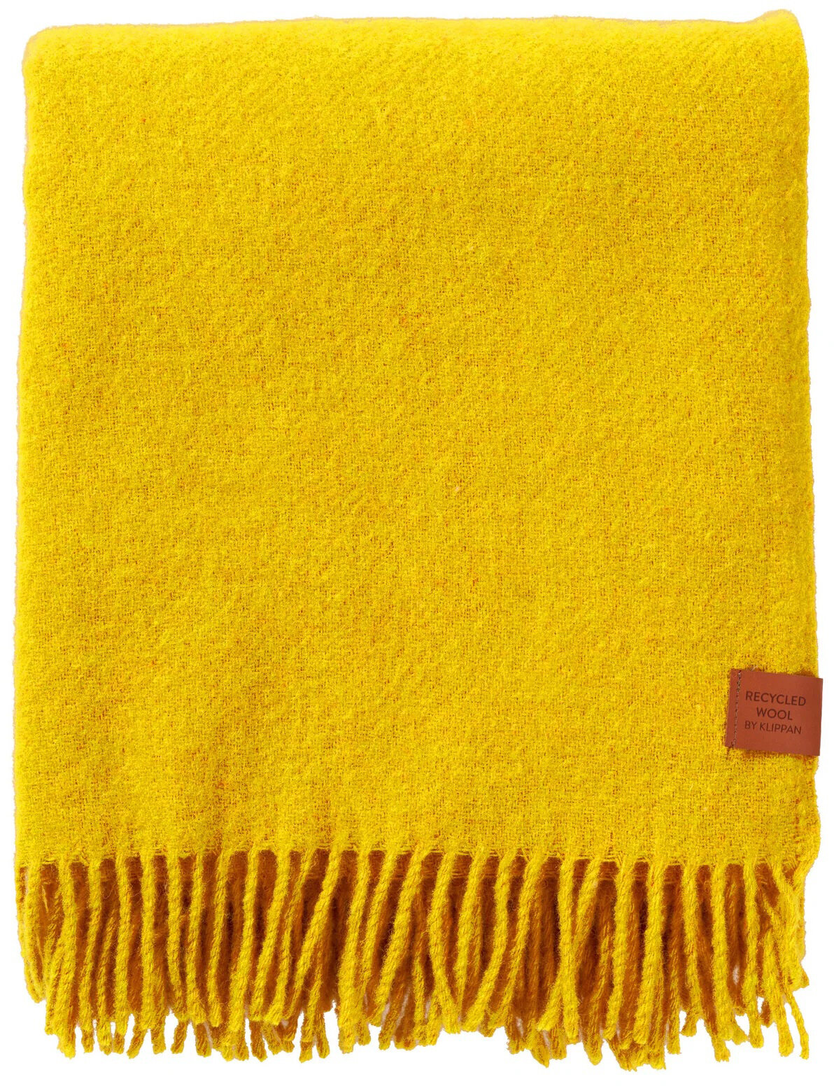 KLIPPAN Decke "True" Plaid gelb mit Fransen 130x180cm