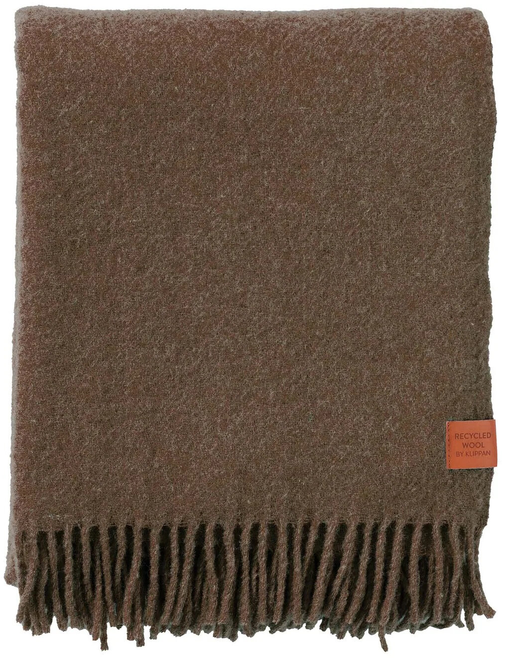 KLIPPAN Decke "True" Plaid braun mit Fransen 130x180cm