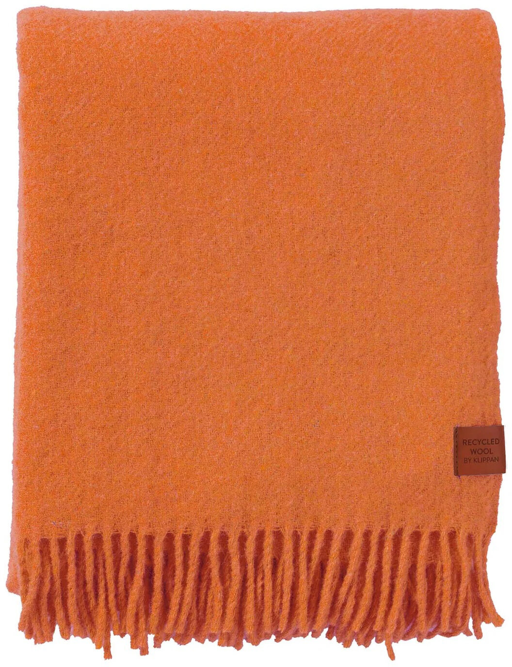 KLIPPAN Decke "True" Plaid orange mit Fransen 130x180cm