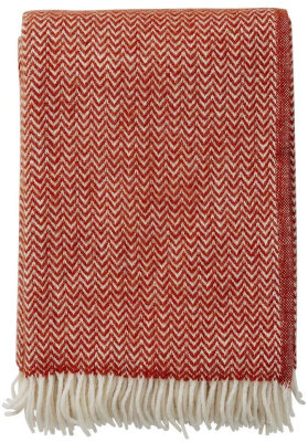 KLIPPAN Decke "Chevron" Plaid rubinrot zickzack...