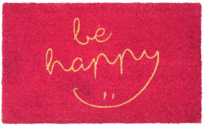 GIFTY Fußmatte be happy | dunkles pink ca. 45x75cm