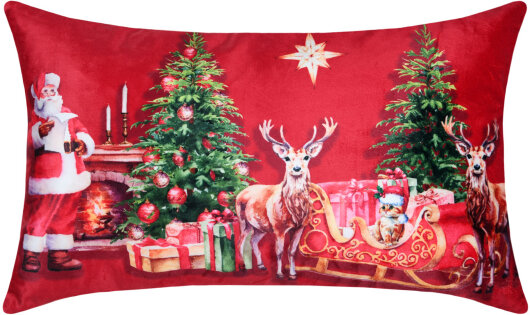 STF Dekokissen "Klassische Weihnachten" ca. 50x30cm rot Samtkissen
