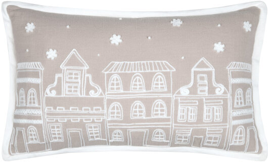 STF Dekokissen "Weiße Weihnachten" gestickt Weihnachtskissen ca. 50x30cm beige
