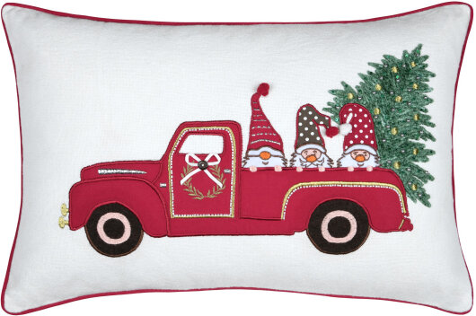 STF Dekokissen "Wichtelauto" gestickt Weihnachtskissen ca. 60x40cm