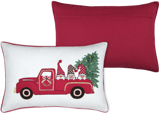 STF Dekokissen "Wichtelauto" gestickt Weihnachtskissen ca. 60x40cm