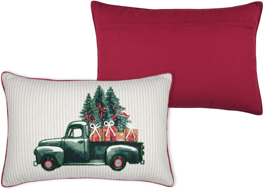 STF Dekokissen "Geschenke-Truck" gestickt Weihnachtskissen ca. 55x35cm
