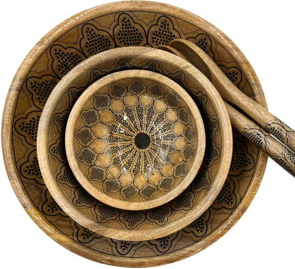 byRoom Schale Bowl aus Mangoholz MITTEL 25cm Mandala black