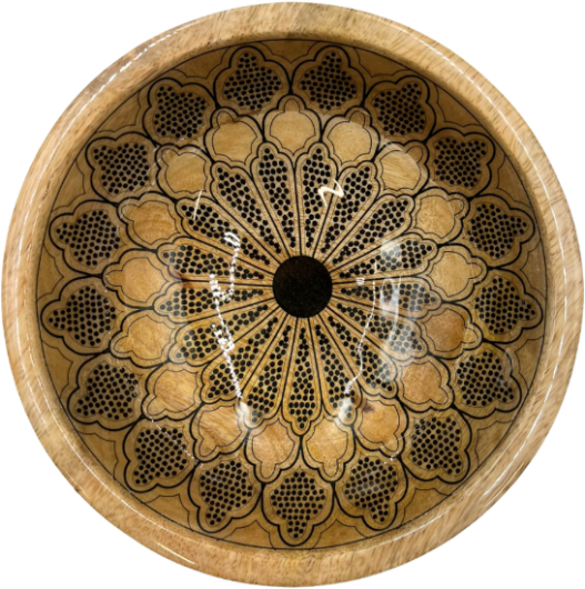 byRoom Schale Bowl aus Mangoholz MITTEL 25cm Mandala black