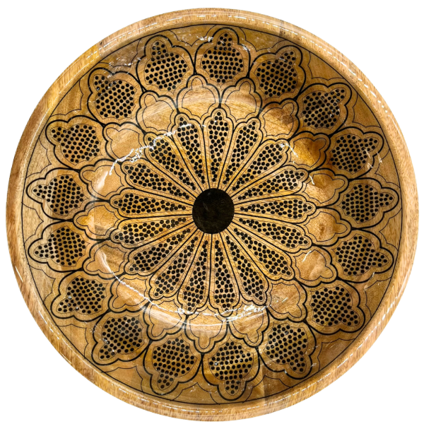 byRoom Schale Bowl aus Mangoholz GROß 38cm Mandala black