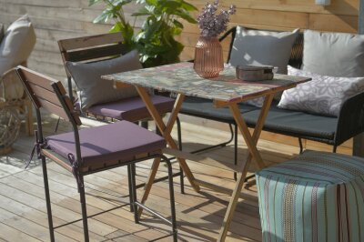H.O.C.K. Classic Uni Outdoor Stuhlkissen NORM mit Bändern 40x40x4cm pink