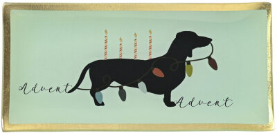 GIFTY Glasteller eckig L / Advent, Hund mit Licherkette |...