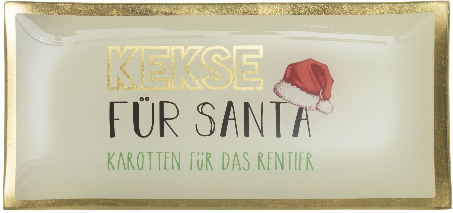 GIFTY Glasteller eckig L / Kekse für Santa | ca. 10x0,8x21cm