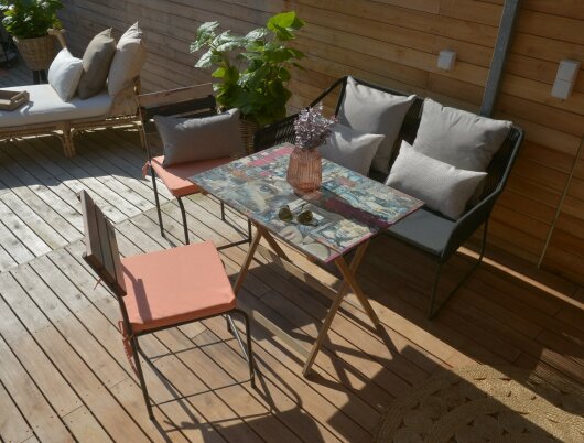 H.O.C.K. Classic Uni Outdoor Stuhlkissen NORM mit Bändern 40x40x4cm türkis