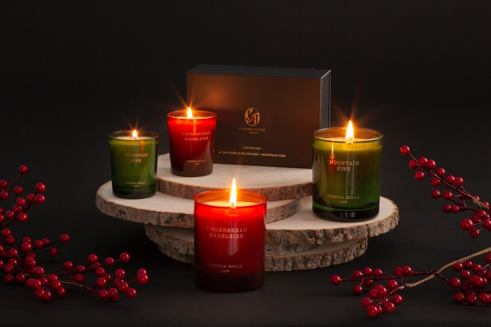 Cereria Mollá Premium Duftkerze 230g Mountain Pine dunkelgrün