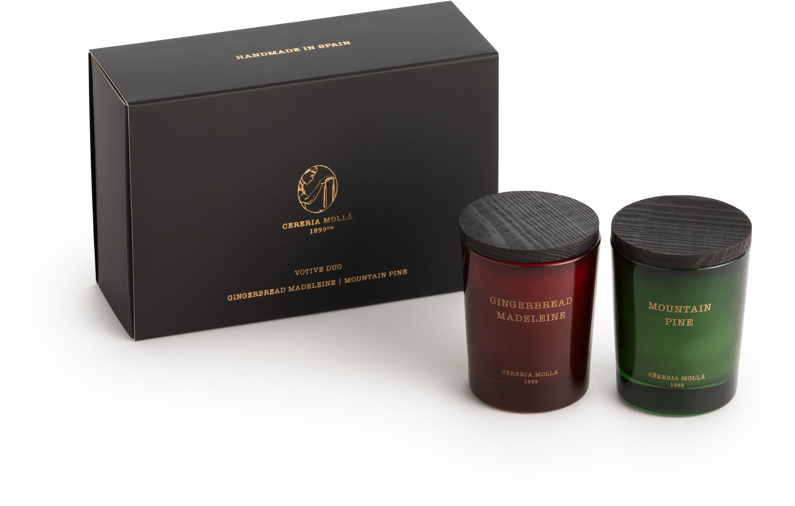 Cereria Mollá Mini Duftkerze 2er Set Gingerbread Madeleine & Mountain Pine 70gr
