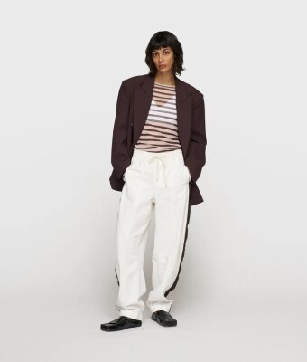 N.Y.A. | 10Days Mesh Longsleeve Streifen ecru / weinrot