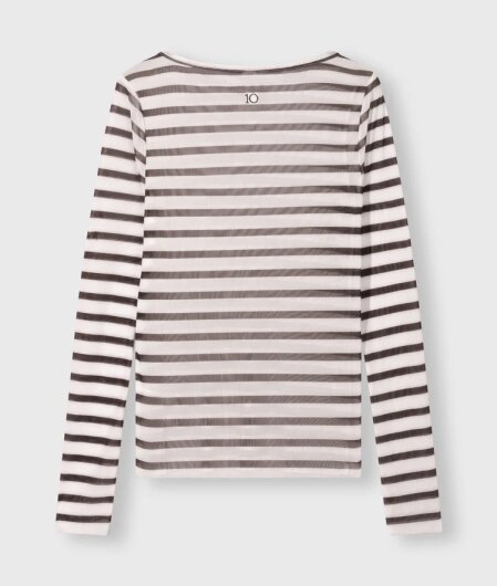 N.Y.A. | 10Days Mesh Longsleeve Streifen ecru / weinrot L