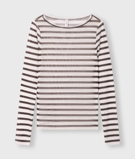 N.Y.A. | 10Days Mesh Longsleeve Streifen ecru / weinrot XL