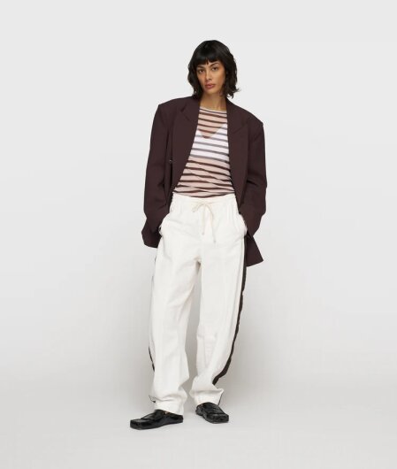 N.Y.A. | 10Days Mesh Longsleeve Streifen ecru / weinrot XS