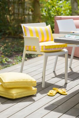 H.O.C.K. Riviera Stripe Outdoor Kissen 50x30cm Yellow Rosé Streifen
