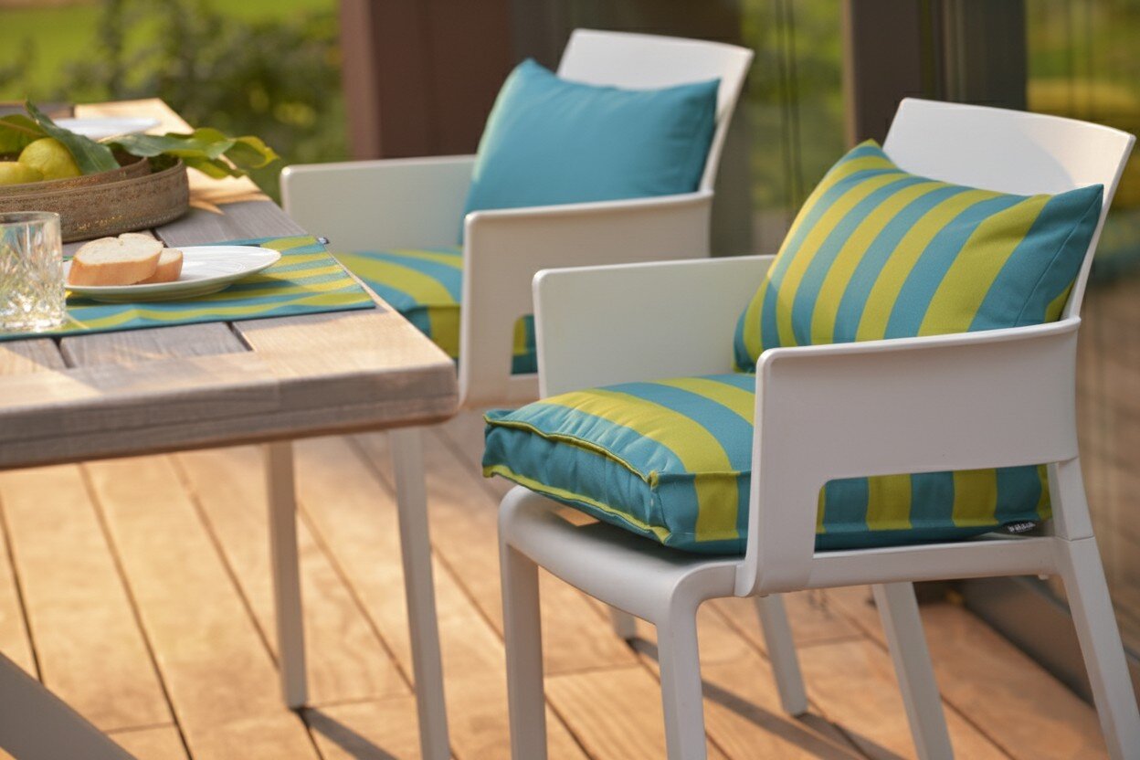 H.O.C.K. Riviera Stripe Outdoor Kissen 50x30cm Green Petrol Streifen