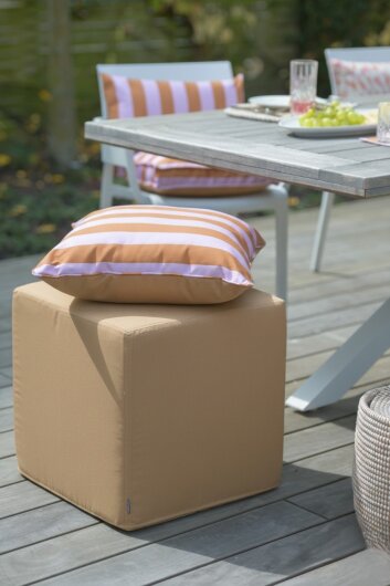 H.O.C.K. Riviera Stripe Outdoor Wendekissen 50x50cm Cognac Flieder Streifen