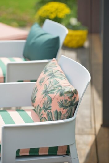 H.O.C.K. Riviera Stripe Outdoor Sitzkissen 40x40x5cm Green Rosé Streifen