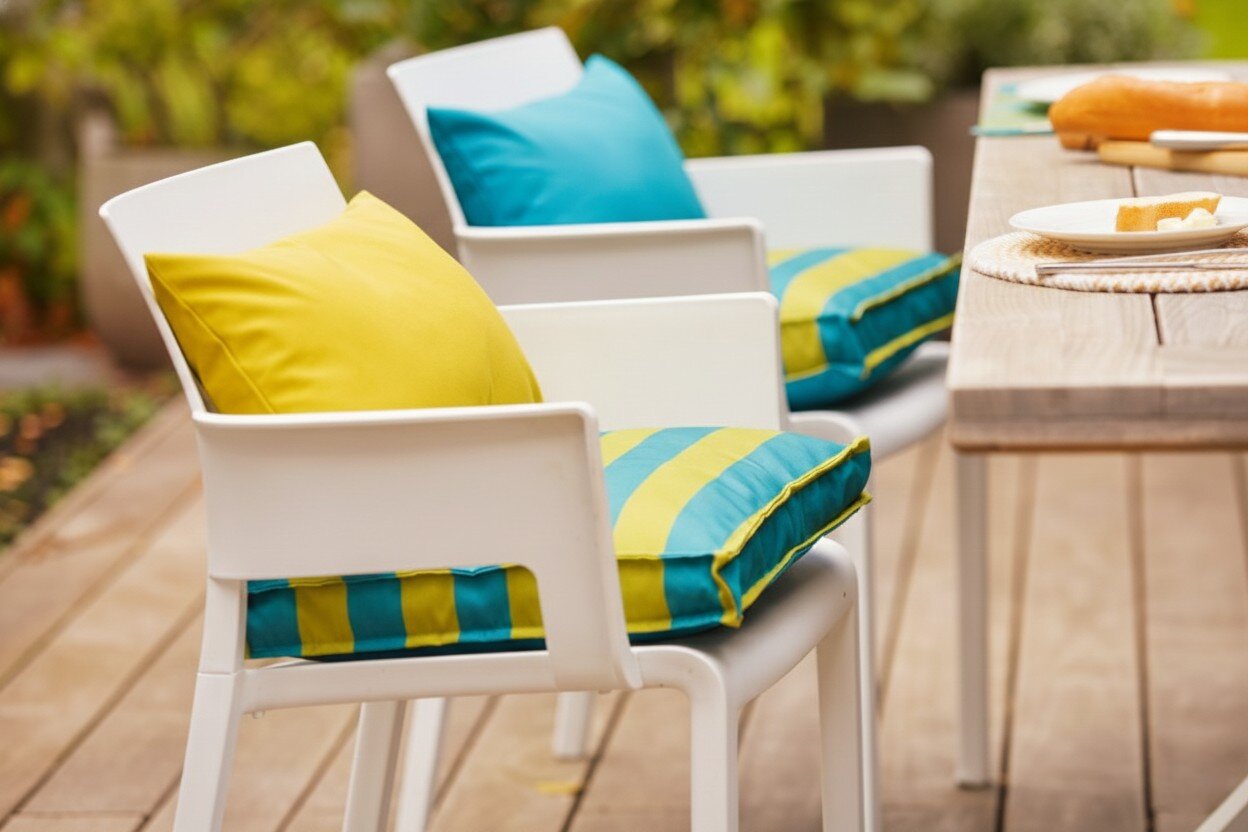 H.O.C.K. Riviera Stripe Outdoor Sitzkissen 40x40x5cm Green Petrol Streifen