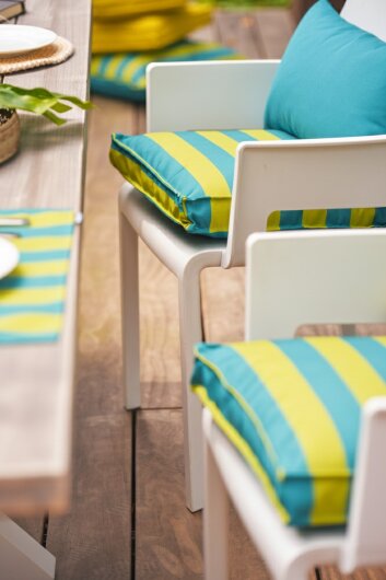 H.O.C.K. Riviera Stripe Outdoor Sitzkissen 40x40x5cm Green Petrol Streifen