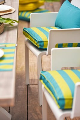 H.O.C.K. Riviera Stripe Outdoor Sitzkissen 40x40x5cm Green Petrol Streifen