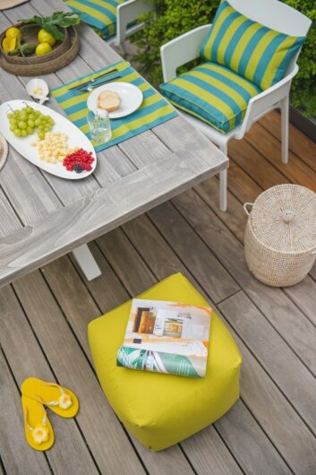 H.O.C.K. Riviera Stripe Outdoor Sitzkissen 50x50x5cm Green Petrol Streifen