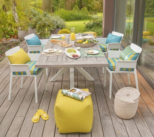 H.O.C.K. Riviera Stripe Outdoor Sitzkissen 50x50x5cm Green Petrol Streifen