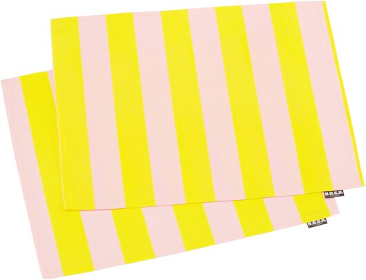 H.O.C.K. Riviera Stripe Outdoor Tischset 2er Set 33x45cm Yellow Rosé Streifen