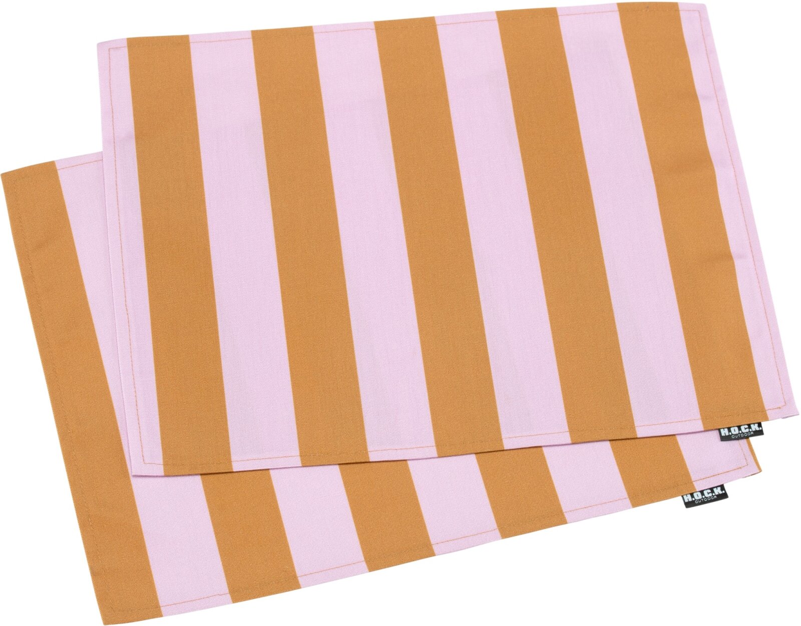 H.O.C.K. Riviera Stripe Outdoor Tischset 2er Set 33x45cm Cognac Flieder Streifen