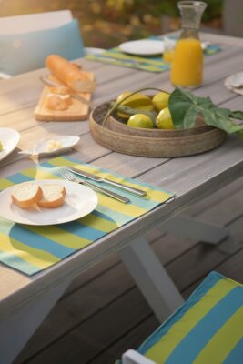 H.O.C.K. Riviera Stripe Outdoor Tischset 2er Set 33x45cm Green Petrol Streifen