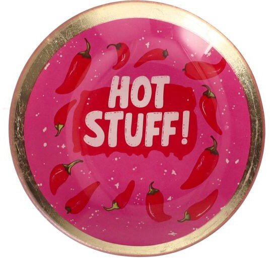 GIFTY Glasteller rund S / "HOT STUFF" pink rot ca. 10x0,8x10cm