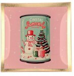 GIFTY Glasteller eckig S / Dose mit Schneemann rosa ca....
