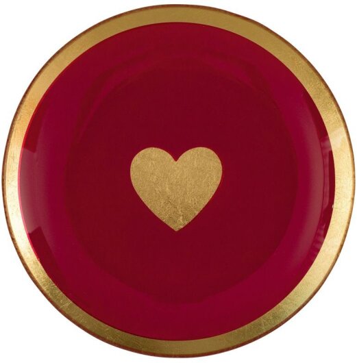 GIFTY Glasteller rund M / Herz pink ca. 13x1x13cm