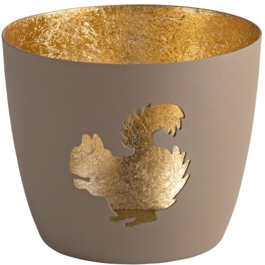 GIFTY Madras Windlicht EICHHÖRNCHEN taupe / gold ca. 10x8,5cm