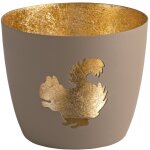 GIFTY Madras Windlicht EICHHÖRNCHEN taupe / gold ca....