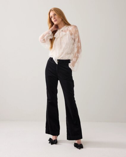 N.Y.A. | Summum A-Linien-Oberteil Bluse aus floraler Spitze creme