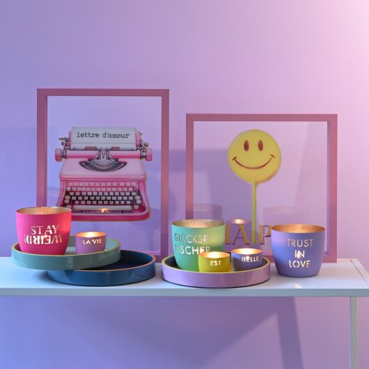 GIFTY  Madras Windlicht DACKEL sandstone / gold ca. 10x8,5cm